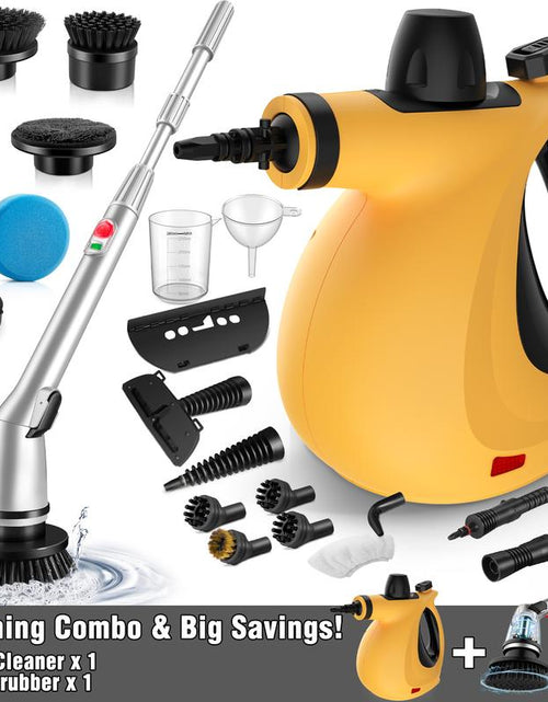 Load image into Gallery viewer, Pressurized Handheld Steam Cleaner &amp; Rechargeable Spin Scrubber
