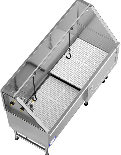 Load image into Gallery viewer, 62" Stainless Steel Pet Dog Bath Tub with Faucet (Right Door/Left Drain), 62 X 27 X 58
