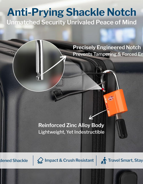 Load image into Gallery viewer, Orange 4 Pack TSA Approved Luggage Locks Ultra-Secure Dimple Key Travel Locks with Zinc Alloy Body
