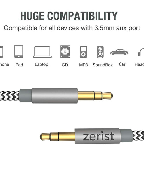 Load image into Gallery viewer, 3.5Mm Stereo Audio Cable Extension Male to Male Nylon Braided 10Ft/3M  Tangle-Free AUX Cable for Headphones, Ipods, Iphones, Ipads, Home/Car Stereos and More (Black)
