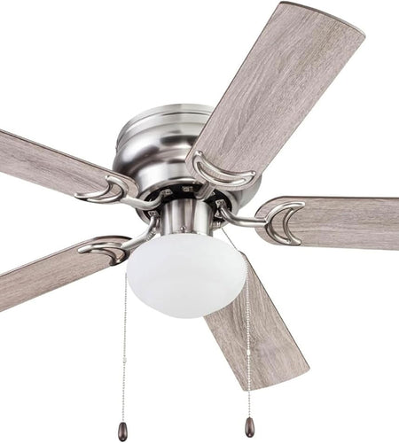 Alvina, 44 Inch Traditional Flush Mount Indoor LED Ceiling Fan with Light, Pull Chain, Dual Finish Blades, Reversible Motor - 51585-01 (Satin Nickel)