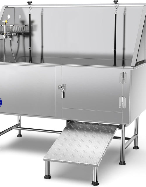 Load image into Gallery viewer, 62" Stainless Steel Pet Dog Bath Tub with Faucet (Right Door/Left Drain), 62 X 27 X 58
