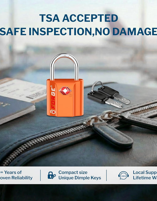 Load image into Gallery viewer, Orange 4 Pack TSA Approved Luggage Locks Ultra-Secure Dimple Key Travel Locks with Zinc Alloy Body
