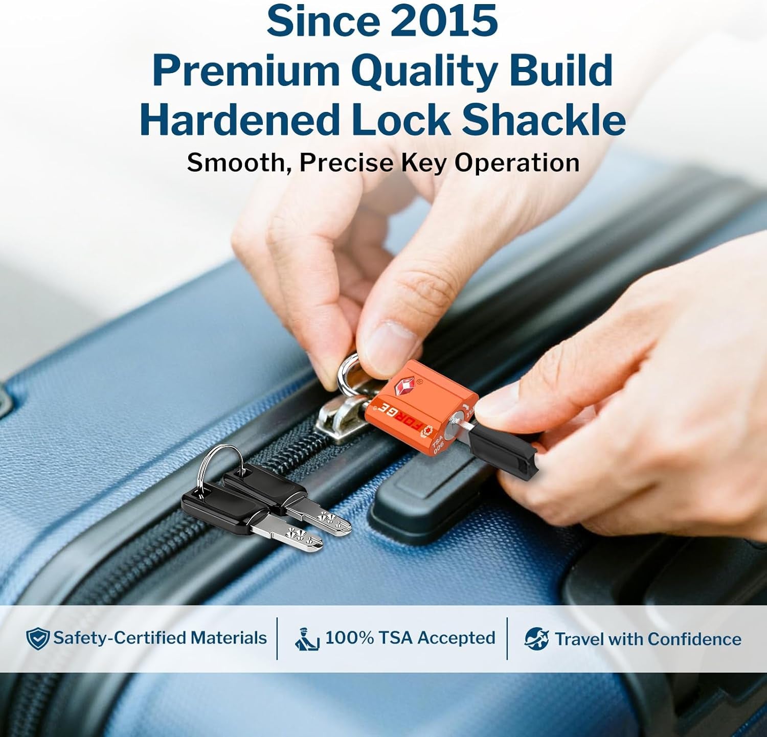 Orange 4 Pack TSA Approved Luggage Locks Ultra-Secure Dimple Key Travel Locks with Zinc Alloy Body