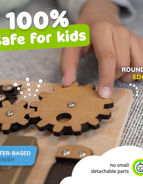 Load image into Gallery viewer, Montessori Busy Board for Toddlers, Sensory Toy with 10 Preschool Educational Activities to Develop Fine and Basic Motor Skills, Kids Learning Travel Toy for Plane and Car, Boy &amp; Girl Gift
