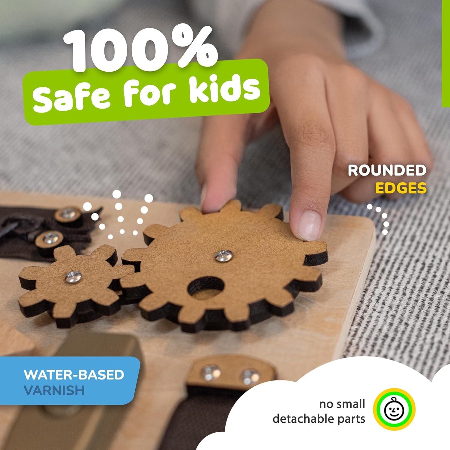 Montessori Busy Board for Toddlers, Sensory Toy with 10 Preschool Educational Activities to Develop Fine and Basic Motor Skills, Kids Learning Travel Toy for Plane and Car, Boy & Girl Gift