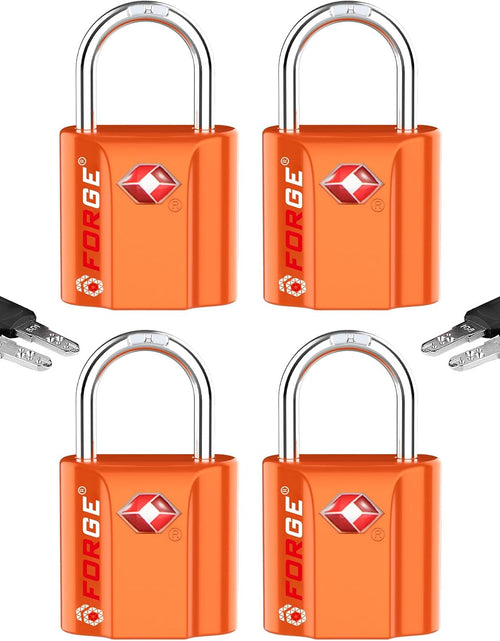 Load image into Gallery viewer, Orange 4 Pack TSA Approved Luggage Locks Ultra-Secure Dimple Key Travel Locks with Zinc Alloy Body
